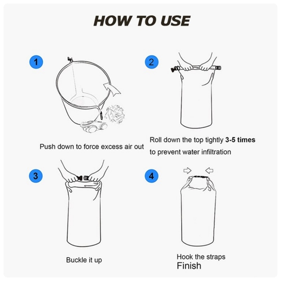 New- 2L waterproof dry bag, floats storage bag travel camping water sport bag - Picture 7 of 11